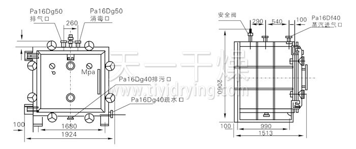 方形静态真空干燥机结构示意图 方形静态真空干燥机结构示意图